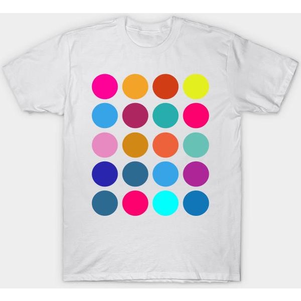 T Shirt Damski Kolorowe Kropki Harajuku Drukuj Kawaii Tshirt Letnia Koszulka Damska Z KróTkim RęKawem Top Tee 4XL BiałY-image