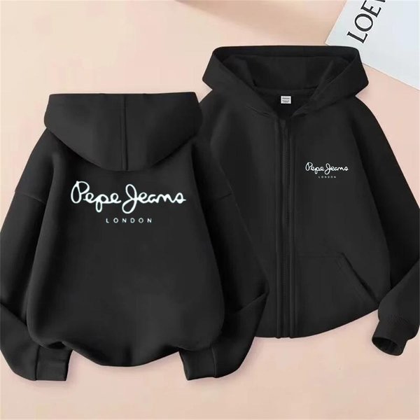 Modna Bluza Z Nadrukiem KreskóWkowym Dla Dzieci, Top, Casualowa Bluza Z Kapturem, Bluzy Dla Dziewczynek 140Cm Czarny-image