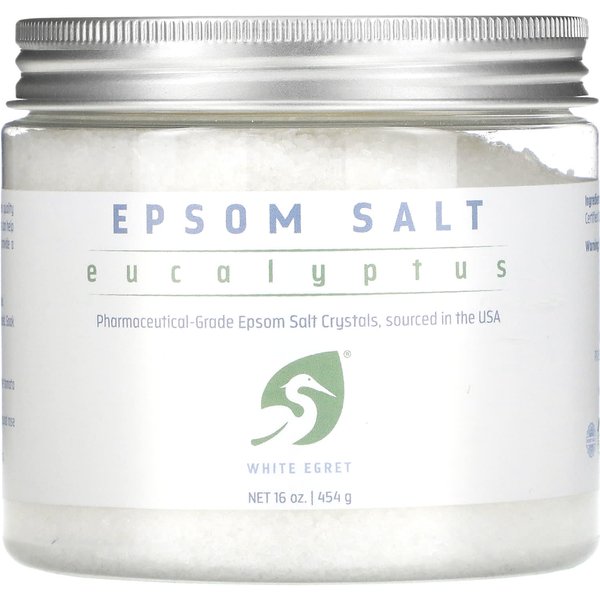 White Egret Personal Care, Epsom Salt, Eucalyptus, 16 Oz (454 G) White-image
