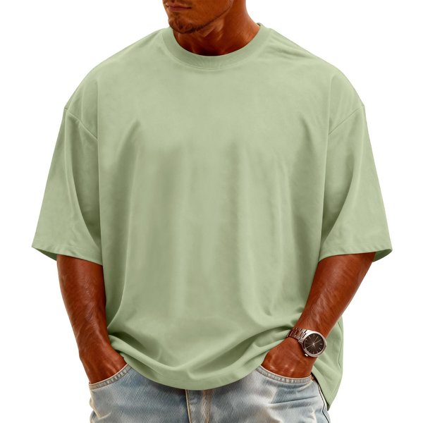 MęSki Sweter Z Dzianiny - Dekolt OkrąGłY - KróTki RęKaw T-Shirt | Modny Sweter Casual Na Co Dzień I Na Weekend L-image