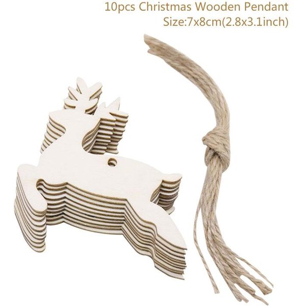 10 Szt./Partia Drewniane Ozdoby WisząCe Na Choinkę Zawieszki Dekoracje ŚWiąTeczne Do Domu Na PrzyjęCie Noworoczne Navidad Natal Prezent Dla Dzieci-image