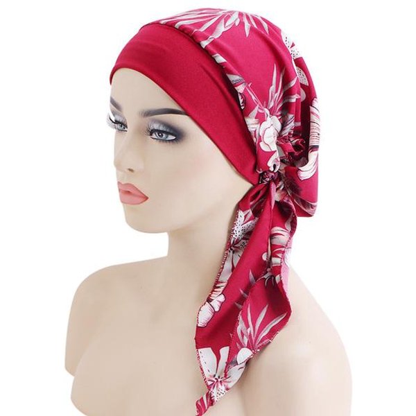 Kobiety Drukowane WstęPnie WiąZane Chusty Na GłOwę Elastyczny Turban Damski Rak Kapelusz Po Chemioterapii OsłOna Przed Wypadaniem WłOsóW Opaska Na GłOwę Nakrycia GłOwy RozciąGliwa Chustka-image