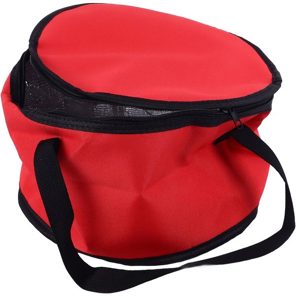 Bolsa Redonda Aislada 11X7In Tela Oxford Porta Cacerola Reutilizable Nevera TéRmica Bolsa De Picnic Roja Rojo-image