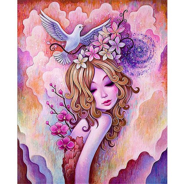 Pintura De Bordado De Diamantes De Belleza Punto De Cruz Pintura De Bordado De Diamantes Pegatina De Pared Mosaico 20X30CM-image