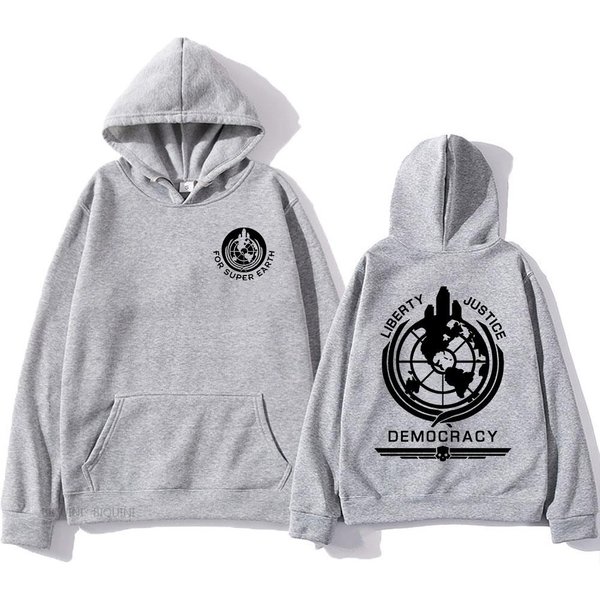 Bluza Z Kapturem Helldivers Wygodna Bluza Z Kapturem I DłUgim RęKawem MęSka/Damska Na Jesień/Zimę Odzież Casualowa Bluza Z Kapturem Z Nadrukiem Graficznym M Gray-image