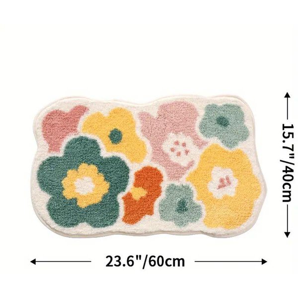 Alfombra De BañO Con Bonitas Flores De 40 X 60 Cm, Lavable A MáQuina, Antideslizante Y Extra Suave-image