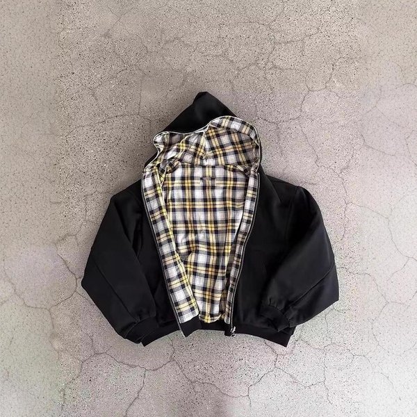 CáRdigan Con Capucha Y Cremallera A Cuadros Y2K De Doble Cara Para OtoñO/Invierno – Sudadera Unisex De Streetwear XL Gray-image