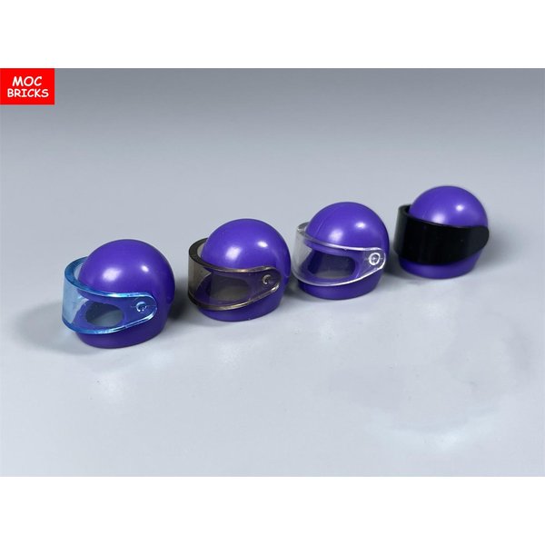 Klocki MOC Fioletowy Kask Motocyklowy Figurka 4Cm Do Noszenia 30006 30124 88415 2446 2447 Daszek Czapka Klocki Budowlane Zabawki Dla Dzieci Blue-image