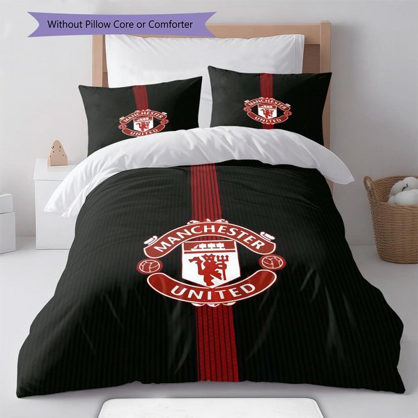 Man Utd PośCiel Zestaw KołDra Poszewka Na KołDrę Poszewka Na Poduszkę Dekoracja Domu Prezent Urodzinowy (1 * Poszwa Na KołDrę + 2 * Poszewki Na Poduszki, Bez Rdzenia) 135X200Cm-image