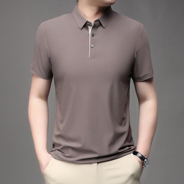 Polo De Manga Corta Fresco Transpirable Business Casual Moda De Verano Media Manga Camiseta Con Solapa Alta Calidad Xxxxl-image