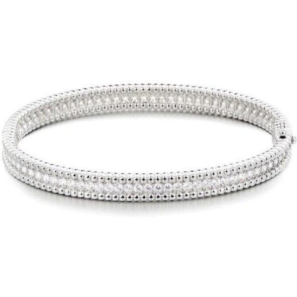 100 % Srebro PróBy 925 Modna Bransoletka Z Charmsami Z Moissanitami I Diamentami W Kolorze RóżOwego / BiałEgo ZłOta ŚLub ZaręCzyny BiżUteria White Gold 17CM-image