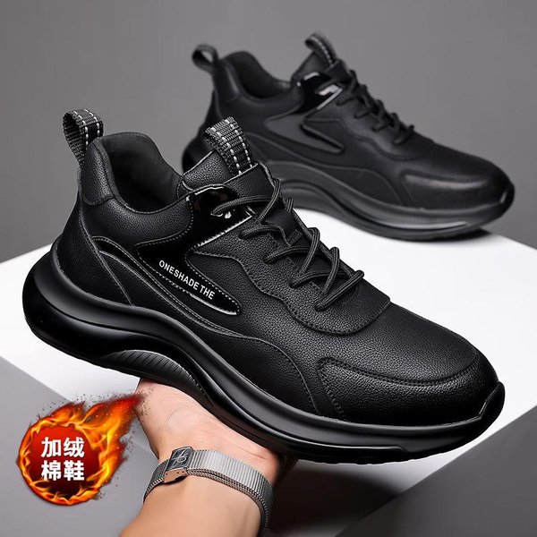 Zapatillas De Hombre Nuevos Zapatos Casuales De Moda Transpirables Simples Zapatillas De Running Negras Con Cordones Zapatos De Suela Blanda Para Hombre 44 Black-image