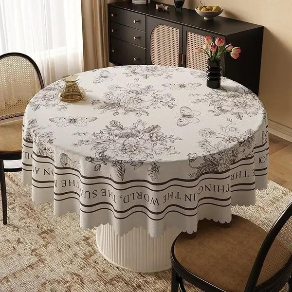 Mantel Redondo Grande Impermeable De PVC Para Mesa De Centro, Mantel Redondo Ligero Y De Lujo Para DecoracióN De Mesas Redondas 120X120Cm-image