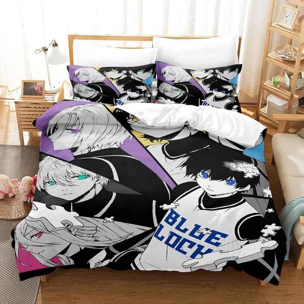 Kolekcja PośCieli Bachira Blue Lock Rozmiar Pojedynczy Twin PełNy Queen King Sypialnia ChłOpcóW DorosłYch Poszewki Na KołDrę 3D Anime Z Kolekcją PośCieli 150X200Cm-3Pcs-image