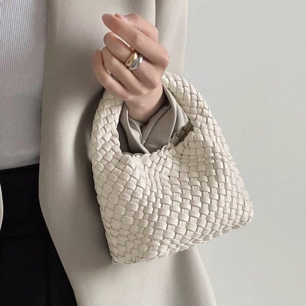 Pleciona Torba Letni Design Damska Torba Torebka Torba Na Ramię Torba Koszyk Na Warzywa White Gray-image