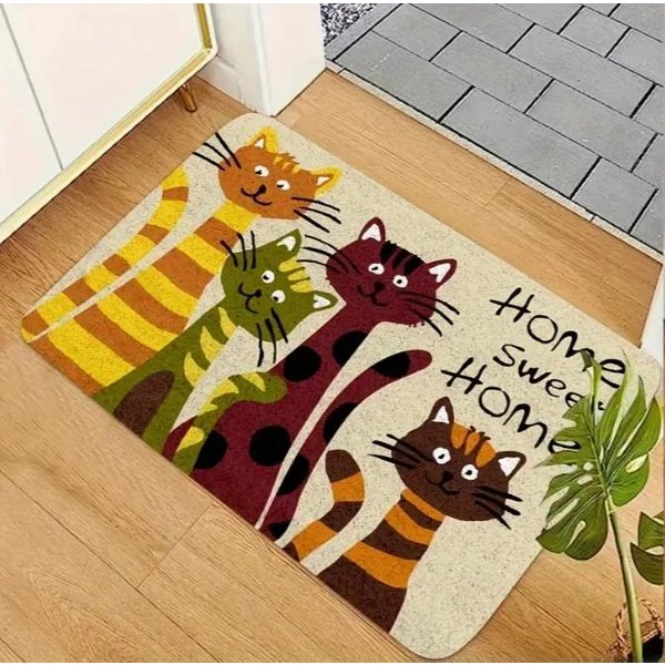 Witaj W Domu Mata Dla Kota, MięKki Flanelowy AntypośLizgowy Dywanik Z Uroczym Napisem, Przytulna Mata WejśCiowa Do Salonu, Sypialni ŁAzienki Dekor 30X50Cm-image