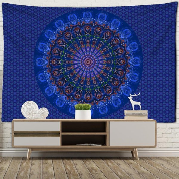 Tapiz De Mandala Para Colgar En La Pared, Estilo Bohemio, Indio, BrujeríA, Hippie, PsicodéLico, Para HabitacióN, Dormitorio, DecoracióN ArtíStica Para El Hogar 95X70Cm-image