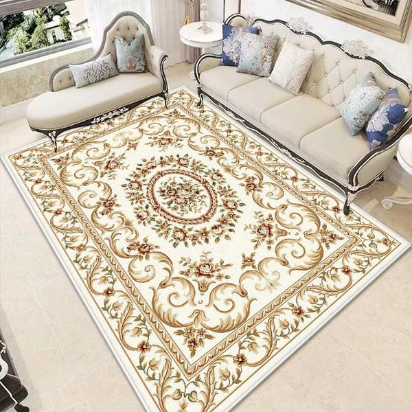 Alfombra Dorada Estilo Europeo Sala De Estar Lujo Dormitorio Vestidor SalóN DecoracióN Alfombra TamañO Grande Lavable Antideslizante Alfombra De Piso 200*250Cm-image