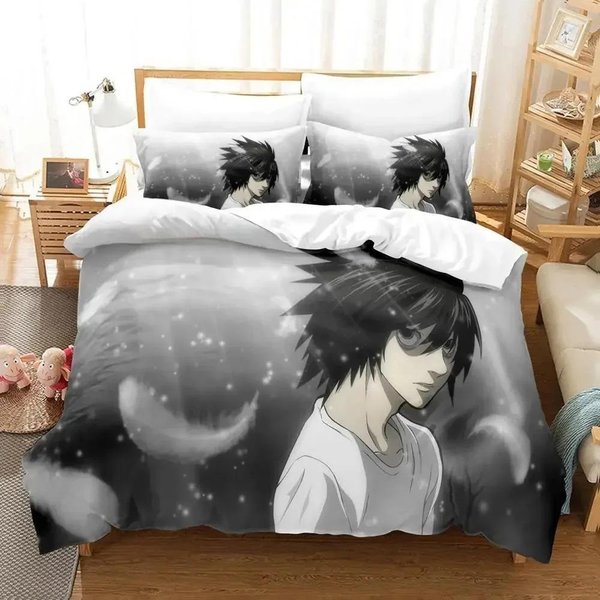 Nueva ColeccióN De Ropa De Cama Death Note Individual Twin Matrimonial Queen King Size ColeccióN De Camas Dormitorio Adulto NiñO Fundas NóRdicas Colecciones Anime 3D Con Ropa De Cama 70X133Cm 2Pcs-image