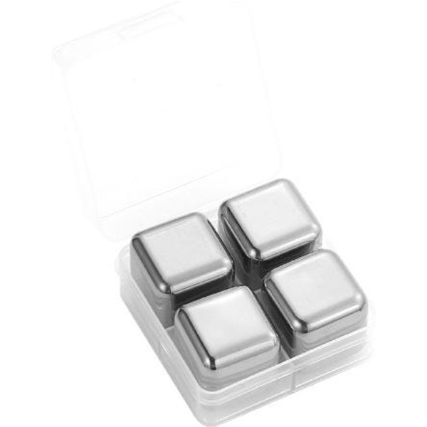 Cubitos De Hielo Reutilizables De Acero Inoxidable 304, Piedras Refrigerantes Para Whisky Y Cerveza, Cubitos De Hielo MetáLicos Con Molde Para Hielo Para Bar Casero Fiesta Suministros Para Enfriamiento De Bebidas Four Grain (Boxed)-image