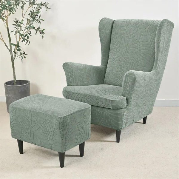 3 Piezas/Set Funda Jacquard Para SillóN De Orejas Repelente Al Agua EláStica Funda Para SillóN Antipolvo Color SóLido Funda Para Silla Individual De Orejas 1Set(3Pcs)-image