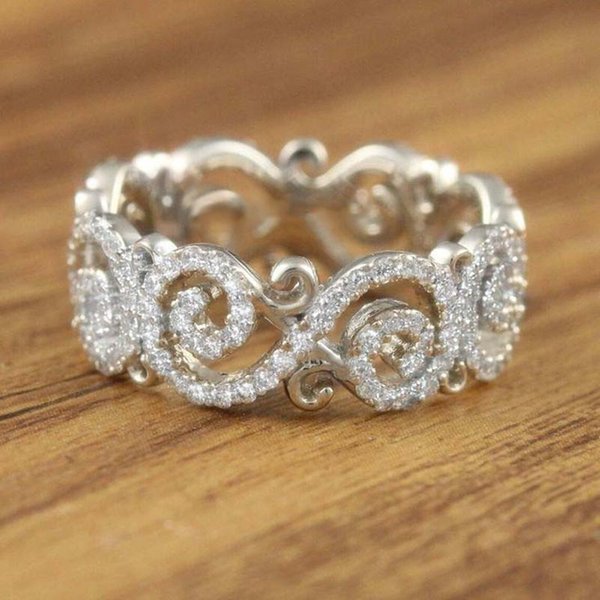 Anillos Huitan Para Mujer Con DiseñO Hueco Y Circonita CúBica Brillante, Temperamento, Accesorios Nupciales De Boda, JoyeríA Nueva De Moda 7 Gray-image