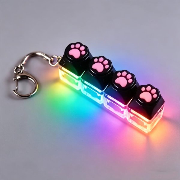 PrzenośNy Silikonowy Brelok-Klikacz W KształCie łApki Kota LED śWiecąCa Zabawka Fidget Przycisk W Stylu Klawiatury Ulga W Stresie I LęKu Prezent Czarny-image
