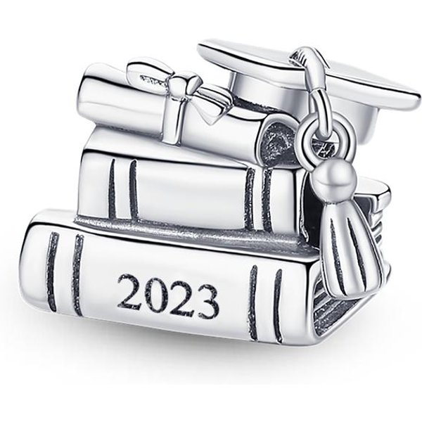 Nuevos Abalorios De Plata Plata 925 Abalorios De Libros De GraduacióN Cuentas Compatibles Con Pulsera Original DIY JoyeríA White-image
