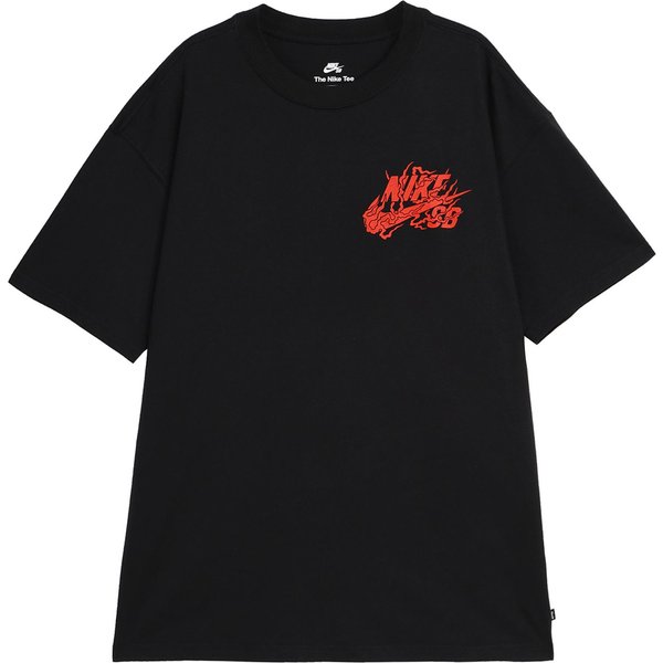 Nike Serie AñO Del DragóN CNY PatróN Estampado XilográFico Cuello Redondo Manga Corta Skateboard Camiseta Retro Americana Hombre Tops Negro FQ3720-010 L Black-image