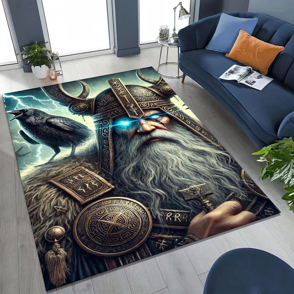 Nordycki Wiking Valknut Runy Dywanik PodłOgowy AntypośLizgowy Do Salonu Sypialni Sofy WystróJ Domu 80X120Cm-image