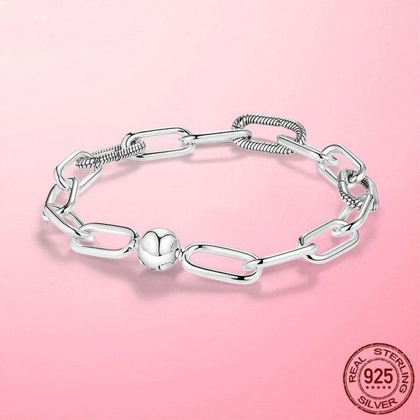Oryginalny ZłOty Kolor Me Bransoletka 925 Sterling Silver Me ZapięCie Homara Chain Link Femme Bransoletka Dla Kobiet BiżUteria Prezent Pulseira 20Cm White-image