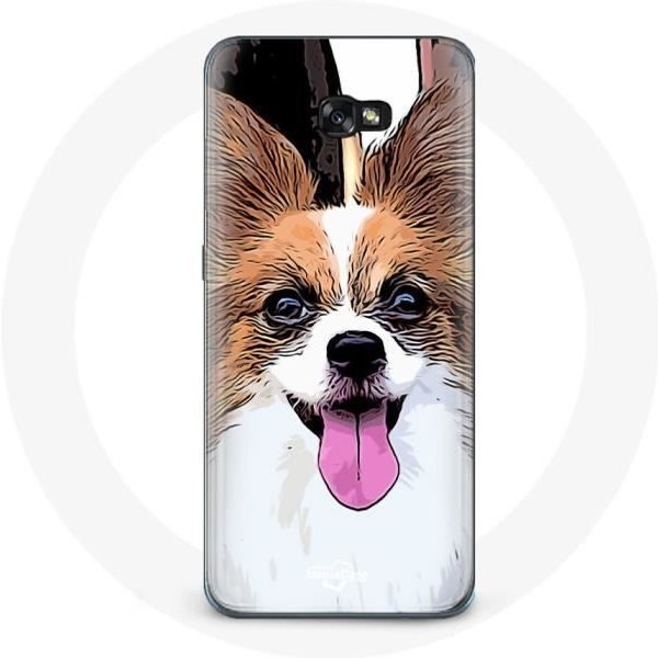 Funda Para Samsung Galaxy A3 2016 Spaniel Enano Continental Mariposa Cachorro Blanco Y MarróN-image