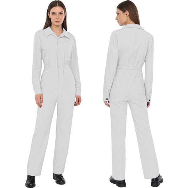 Mono De Manga Larga Para Mujer Uniforme De MecáNico Ropa De Trabajo Traje De Caldera Monos Ajuste Holgado Mono S Blanco-image
