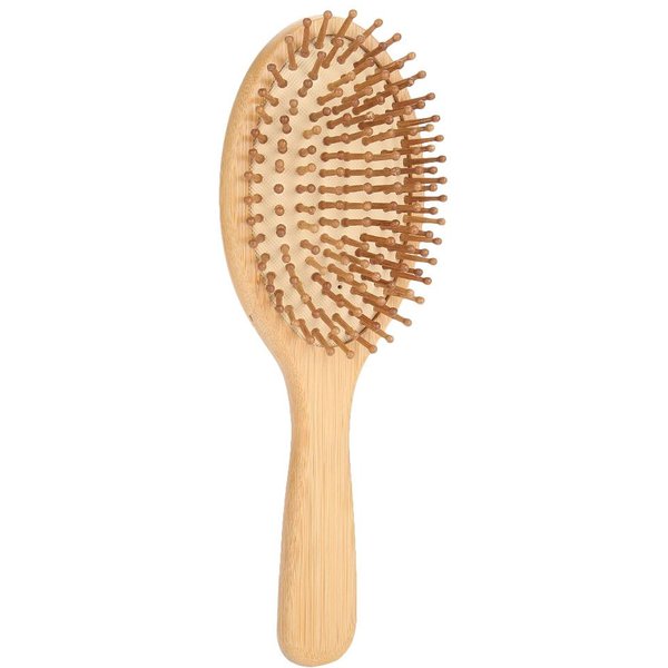 Peine Masajeador De Madera Maciza AntiestáTico Cepillo Para El Cabello Peine Masajeador PortáTil Para El Cuero Cabelludo Beige-image