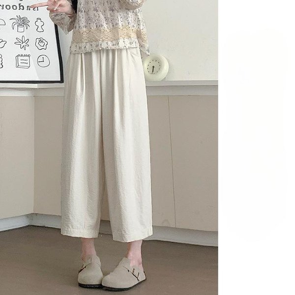 Pantalones Zanahoria De Seda De Hielo Para Mujer Verano Finos Nuevos Sueltos Pantalones De Abuela Secado RáPido Nueve Puntos Pantalones Harem PequeñOs XL White-image