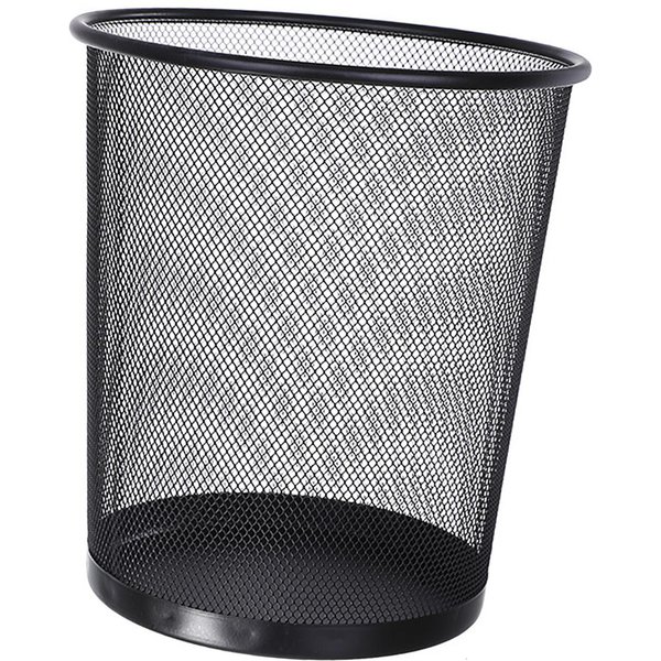 Papelera De Malla MetáLica Redonda Abierta Contenedor De Basura Cubo Para Hogar Cocina BañO Oficina Negro Negro-image