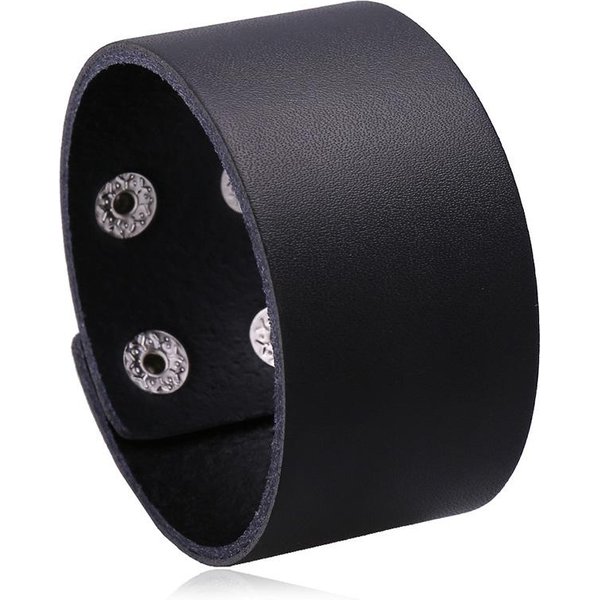 Modyle Pulsera Ancha De Cuero Genuino Punk Vintage De Moda Nueva Para Hombres MarróN Negro JoyeríA Ancha De Cuero Pulsera Hombre Gray-image