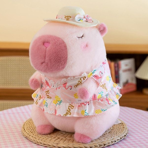 ŻółTa Kaczka KołO Do PłYwania Kapibara Pluszowa Zabawka Uroczy Symulacja Ubranka PlażOwe Kapibara Kawaii Pluszowe ZwierząTko Kapibala Prezent Na Urodziny Podróż-image