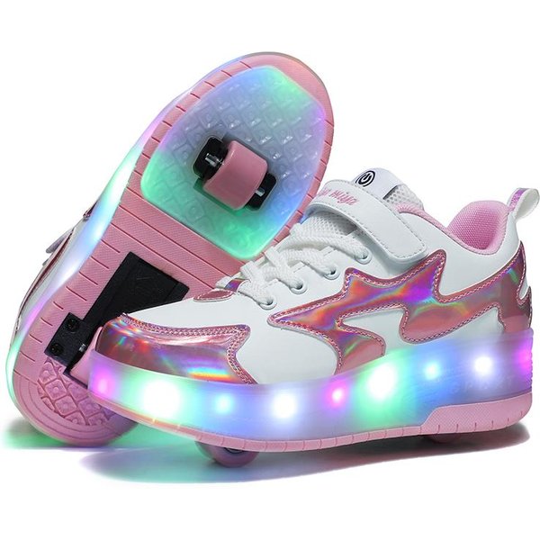 Zapatillas PatíN Tuinanle 2 Ruedas Zapatos Brillantes Iluminados LED NiñOs NiñOs NiñAs Botas Deportivas Luminosas Zapatillas Casuales 38-image