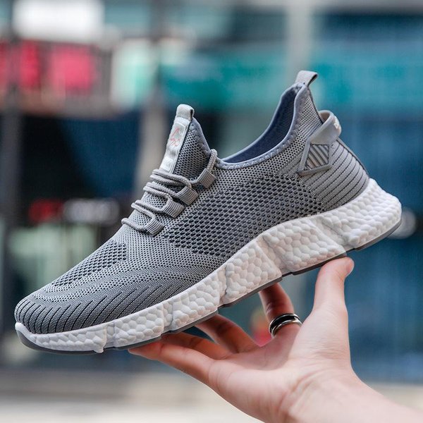 Primavera Y Novedad De Verano, Zapatos Deportivos Tejidos Voladores, Zapatos Casuales Con Superficie De Malla Para Hombres, Zapatos Para Correr Transpirables Para Hombres, Zapatos Blancos PequeñOs 45 Blue-image