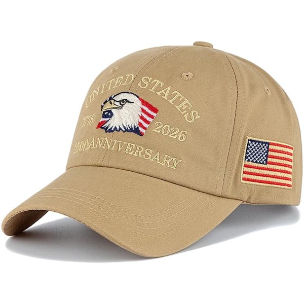Nueva Gorra Unisex Aniversario 250 De AméRica 1776- Gorra De BéIsbol Bordada Con ÁGuila Informal Para Exteriores Gorra De Papá 56Cm-60Cm Beige-image