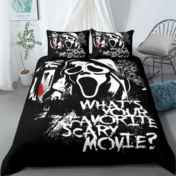 Juego De Funda NóRdica Scream Horror Night Usa King Queen Doble Completo Twin Individual TamañO Juego De Ropa De Cama 150X200Cm-image