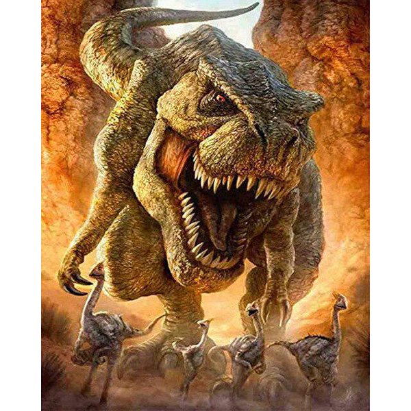 OkrąGłY WiertłO 5D Diy Diament Malarstwo „Dinozaur” Haft Cross Stitch Home Decor 20X30CM-image