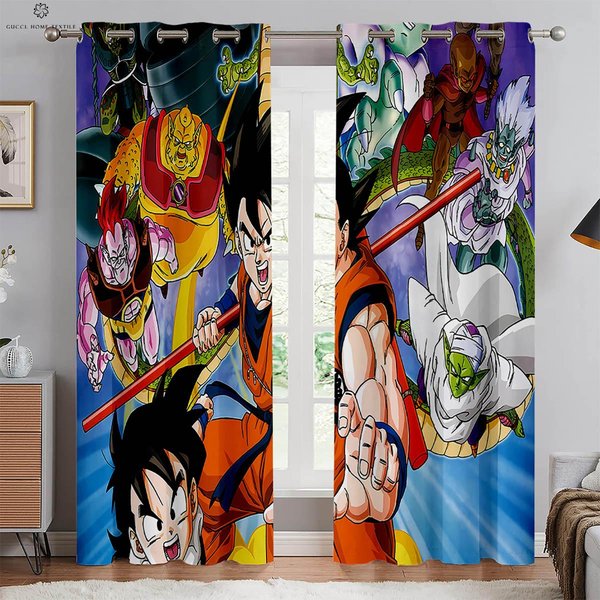 Cortinas Con Estampado De DragóN JaponéS De AnimacióN Fibra De PoliéSter Dormitorio Sala De Estar Dormitorio Cortinas Decorativas Para Ventana 2 Piezas W50Xh130(Cm)X2Pcs&Grommet Top-image