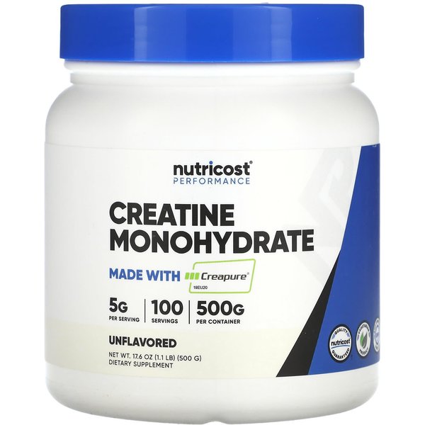 Nutricost, Wydajność Sportowa, Monohydrat Kreatyny, Bez Smaku, 1,1 Funta (500 G)-image