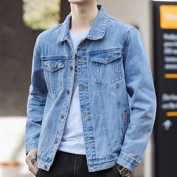 Chaquetas Vaqueras Para Hombre Streetwear Casual AlgodóN CláSico Ajustado Chaqueta Jeans Marca Masculina Ropa Chaqueta Vaquera Ropa Para Hombre Xxxxl Gray-image