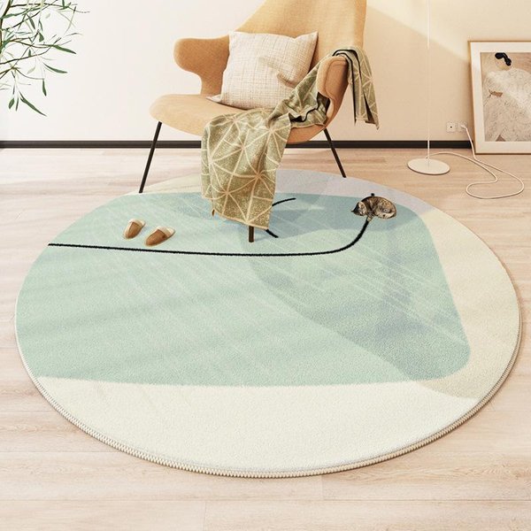 Luksusowy OkrąGłY Dywanik Do Salonu Pluszowy Dywanik Minimalistyczne Kremowe Dywany Do Sypialni Puszysty MięKki Dywan Do Salonu WystróJ Domu 120X120CM (3.9X3.9FT-image