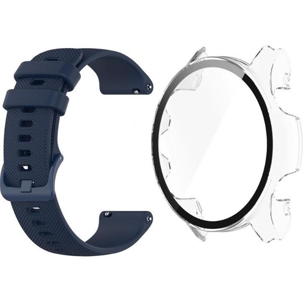 Silikonowy Pasek Do Zegarka I Etui PC Dla Garmin Forerunner 965 265 265S 255 255S Akcesoria Pasek Silikonowy Quickfit Forerunner 255 Niebieski-image