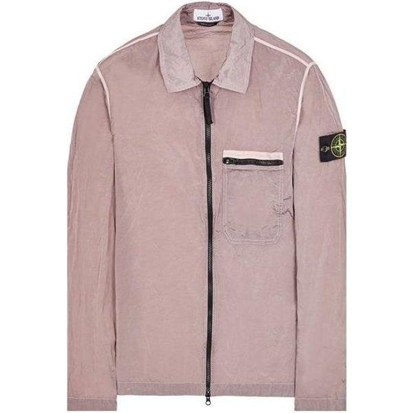 Stone Island Logo Jednolity Kolor KołNierzyk Polo Pojedyncza Kieszeń Kurtka Z DłUgim RęKawem MęSkie Kurtki RóżOwy 801511219-V0080 XL Gray-image