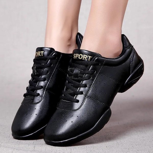 Buty Do TańCa Kobieta Nowe Damskie Nowoczesne MięKka Podeszwa Jazzowe Sneakersy Aerobik OddychająCe Lekkie Damskie Taneczne Fitness Sport 44 Black-image